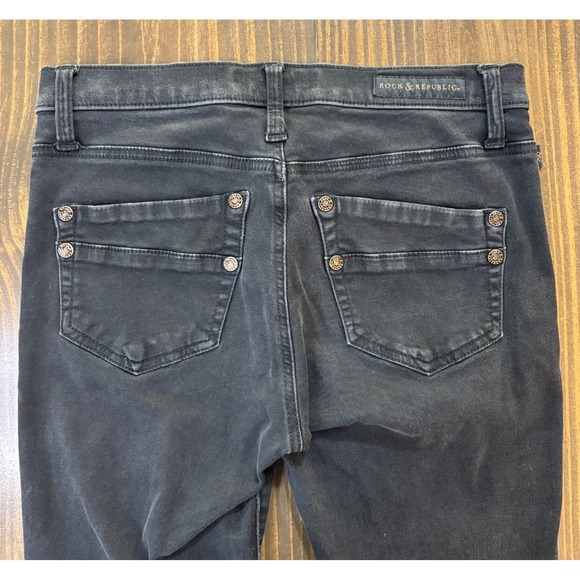 ROCK & REPUBLIC Kashmere Skinny Jeans Womens 10M Black Stretch Studded - Picture 6 of 11